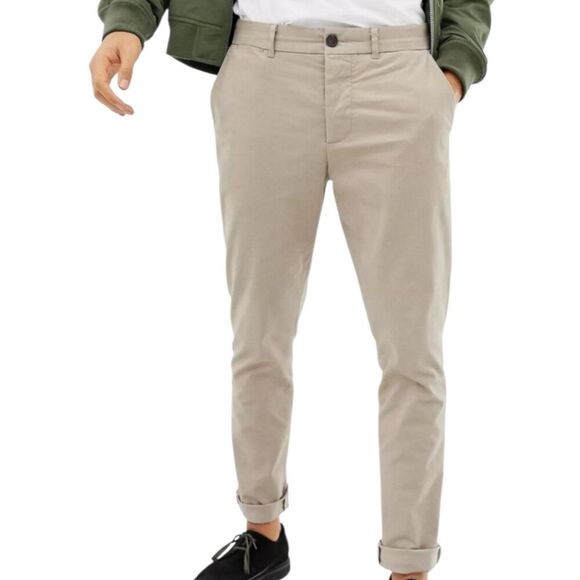 Allsaints Beige Button Fly Park Chino Pants 33 - Picture 1 of 5